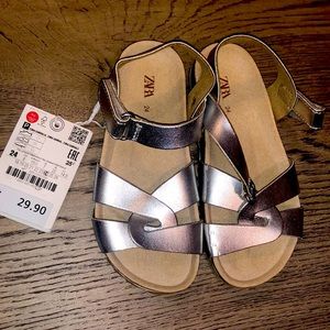 New Zara Girls Silver Sandal - Brand New